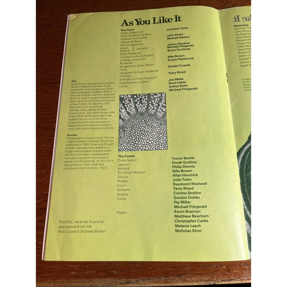 Royal Shakespeare Theatre Company London 1980 ~ As You Like It Programme